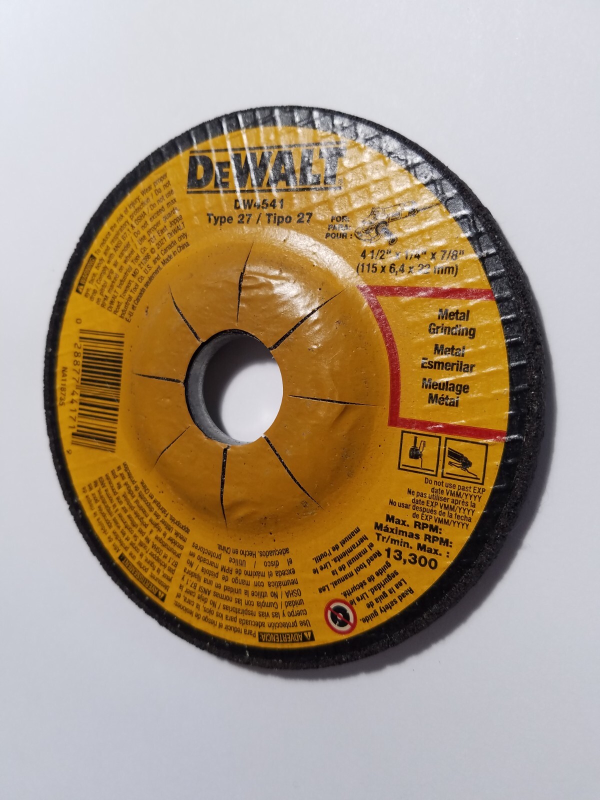 Construction Tool Dewalt DW4541 Type 27 Grinding Wheel 4 1/2 Grinder Disk