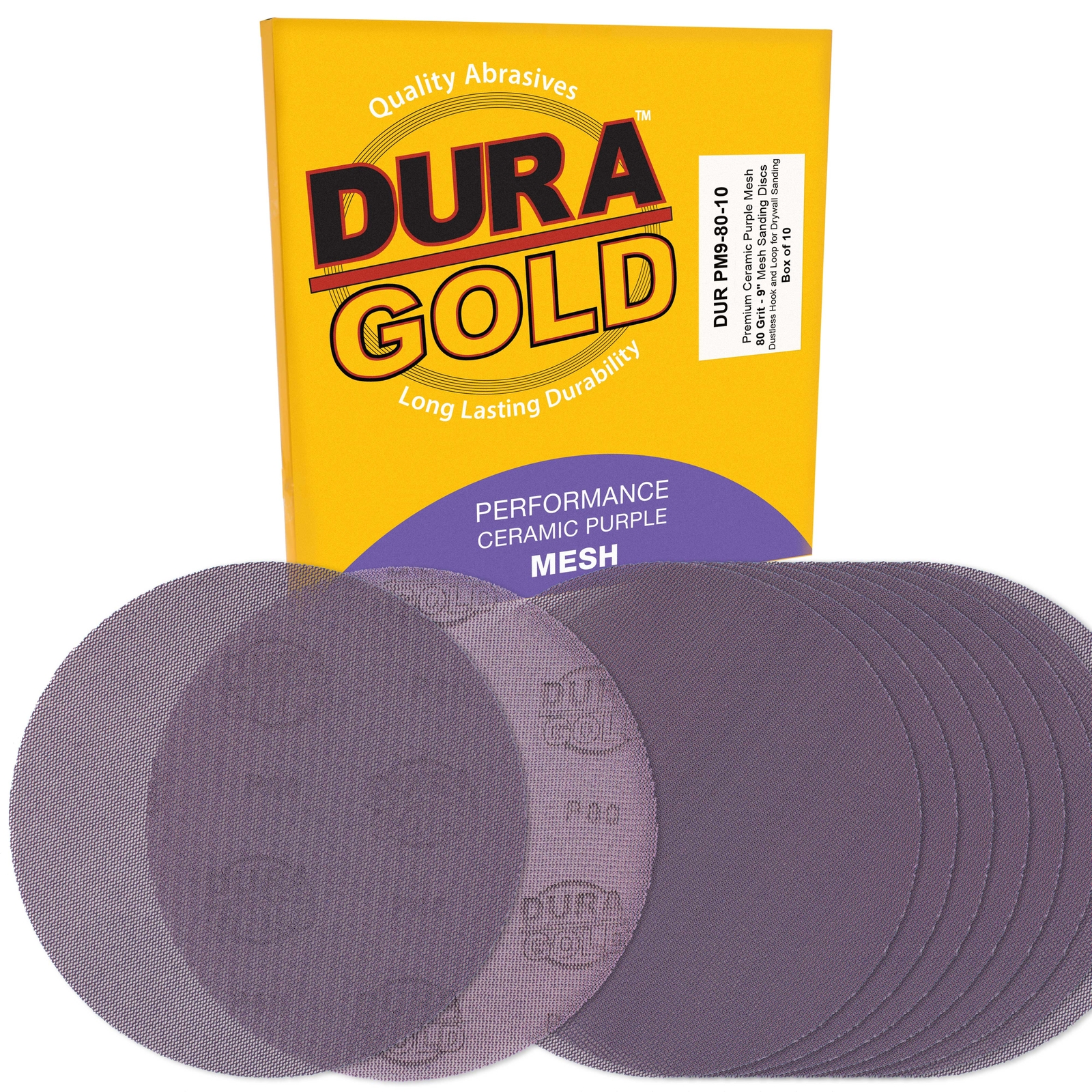 80 Grit 9″ Purple Ceramic Mesh Sanding Discs, Box of 30 – Hook & Loop Sandpaper