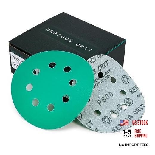 – 5-Inch 8-Hole PSanding Discs – 50 Pack Box | Fits 5″ Random Orbital 600 Grit