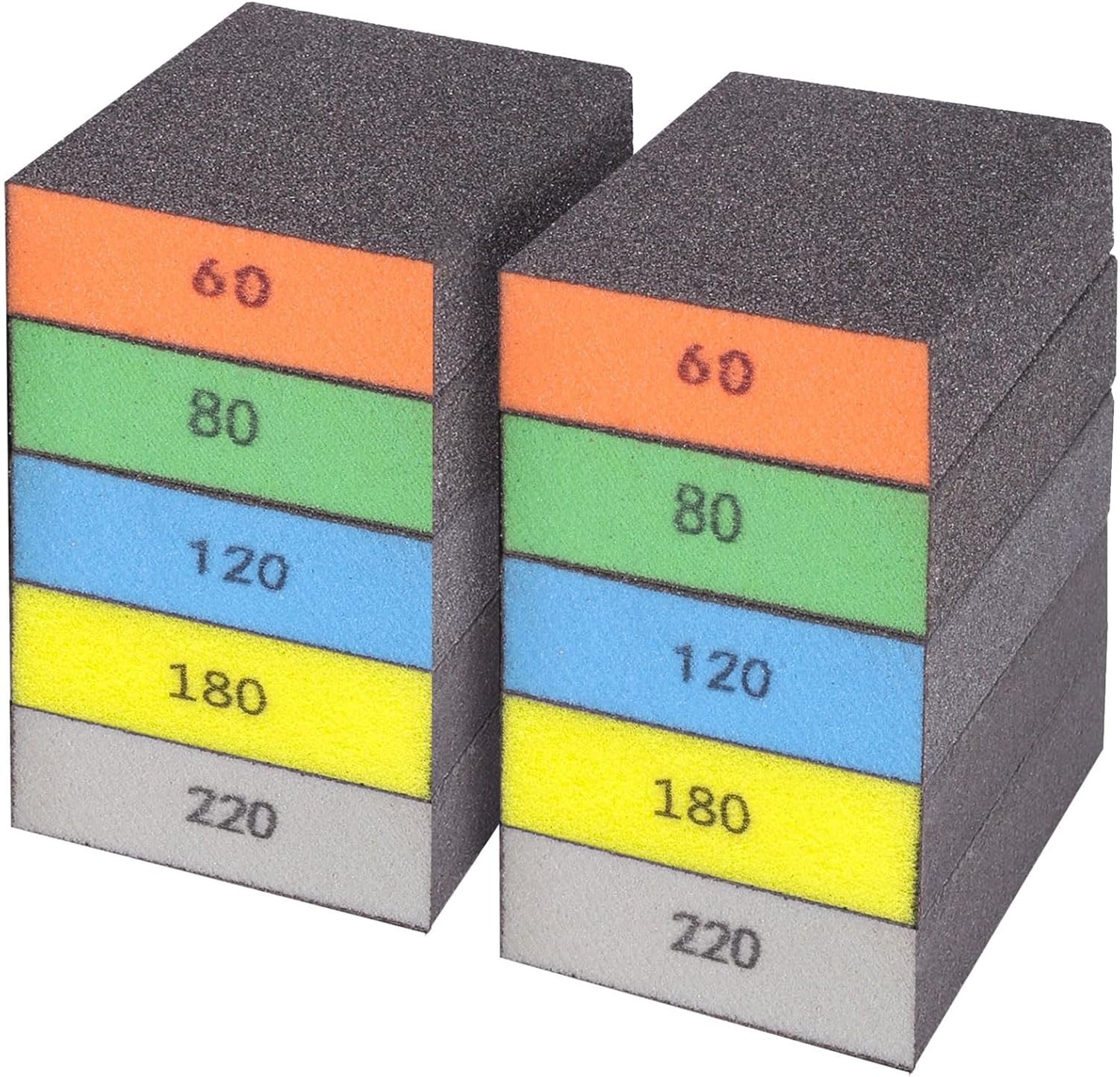Versatile 10 Pack Washable Sanding Blocks – 60 to 220 Grit for Smooth Finishing