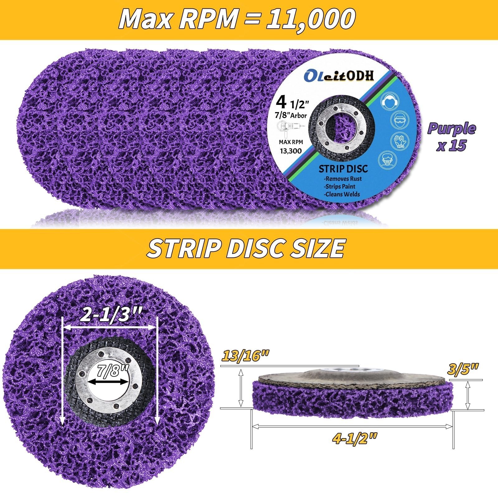 15 Pcs 4.5″ Strip Discs for Angle Grinders – Paint Stripping, Rust Removal, Abra