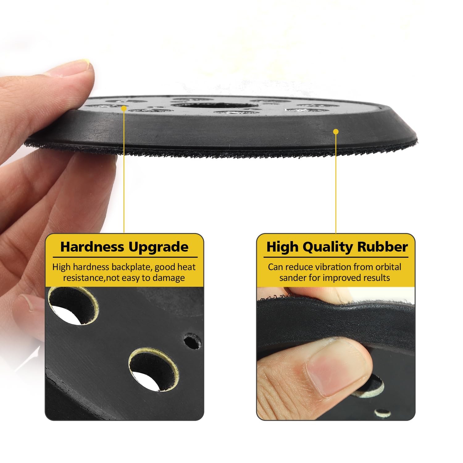 5 Inch Sander Pad 2 Pack Hook Loop Backing For Random Orbital Sanders Soft Rubbe