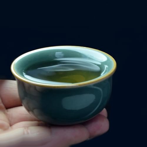 Mini Porcelain Cup Set of 4 Ceramic Small Sample Teacup Chinese Gongfu Green