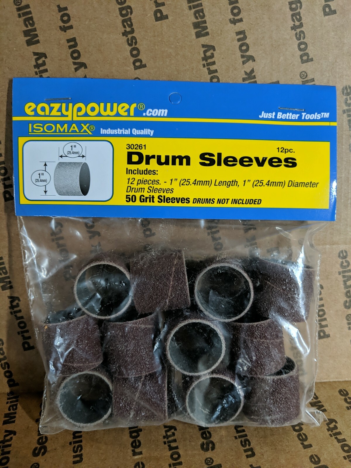 Lot of 2 packs Eazypower 30261 50 Grit Spindle Sander Drum Sleeves 1″ x 1″
