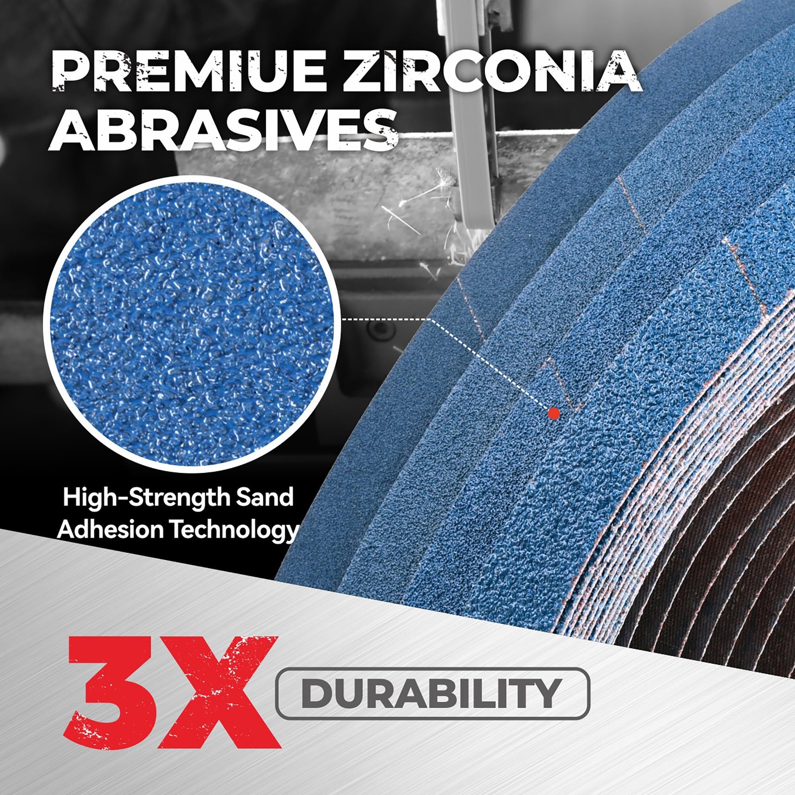 3/8 x 13 Inch Zirconia Sanding Belts, 40Pcs 10 Each of 40/60/80/120 Blue