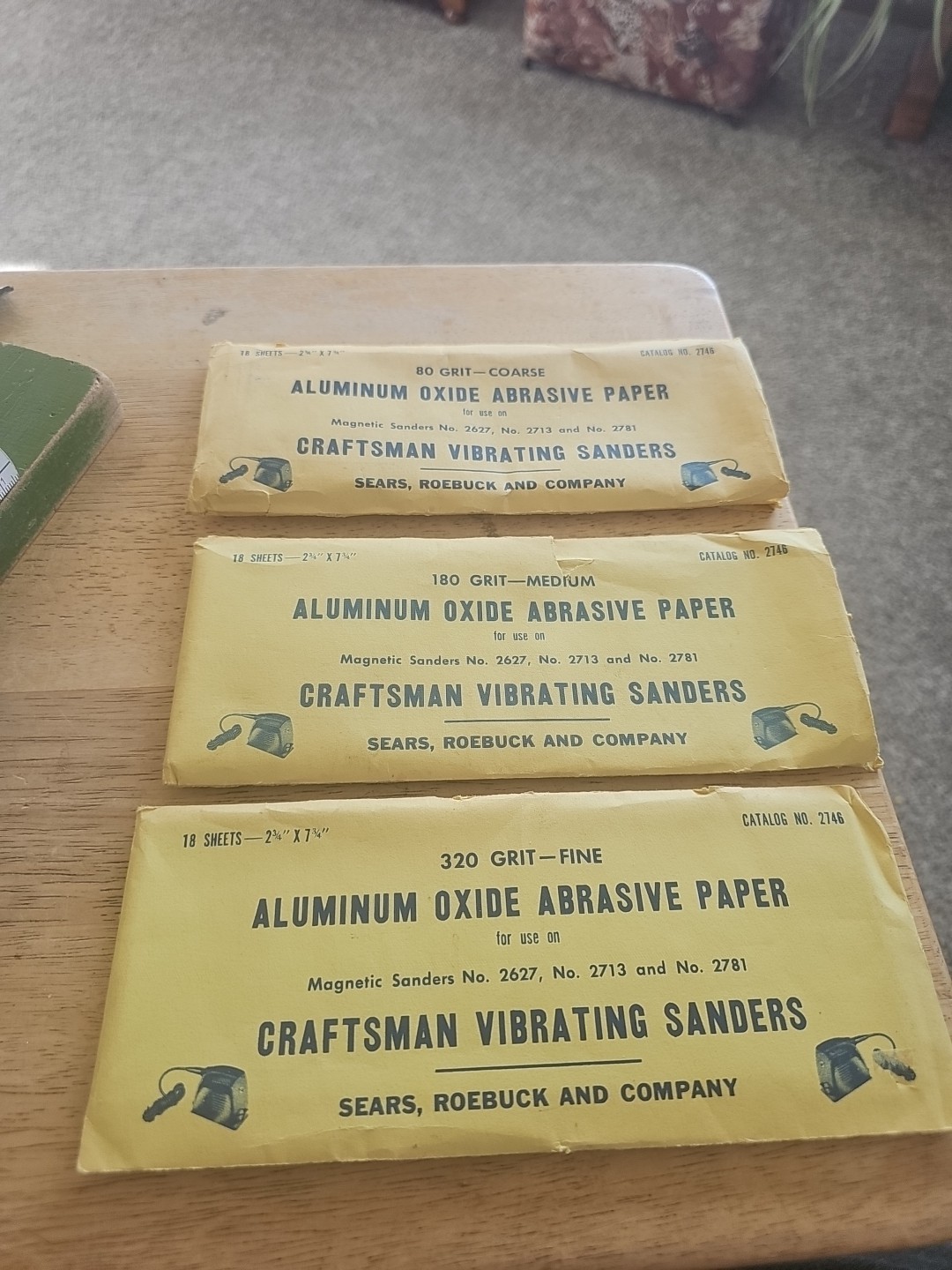 Craftsman Aluminum oxide abrasive Paper, For Vibrating Sanders 3 Pkg C,M,F.