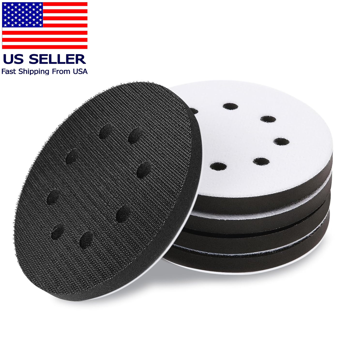 5 Packs 5 Inch Foam Sanding Pads, Flexibility & Durability, Premium 8 Holes Spon