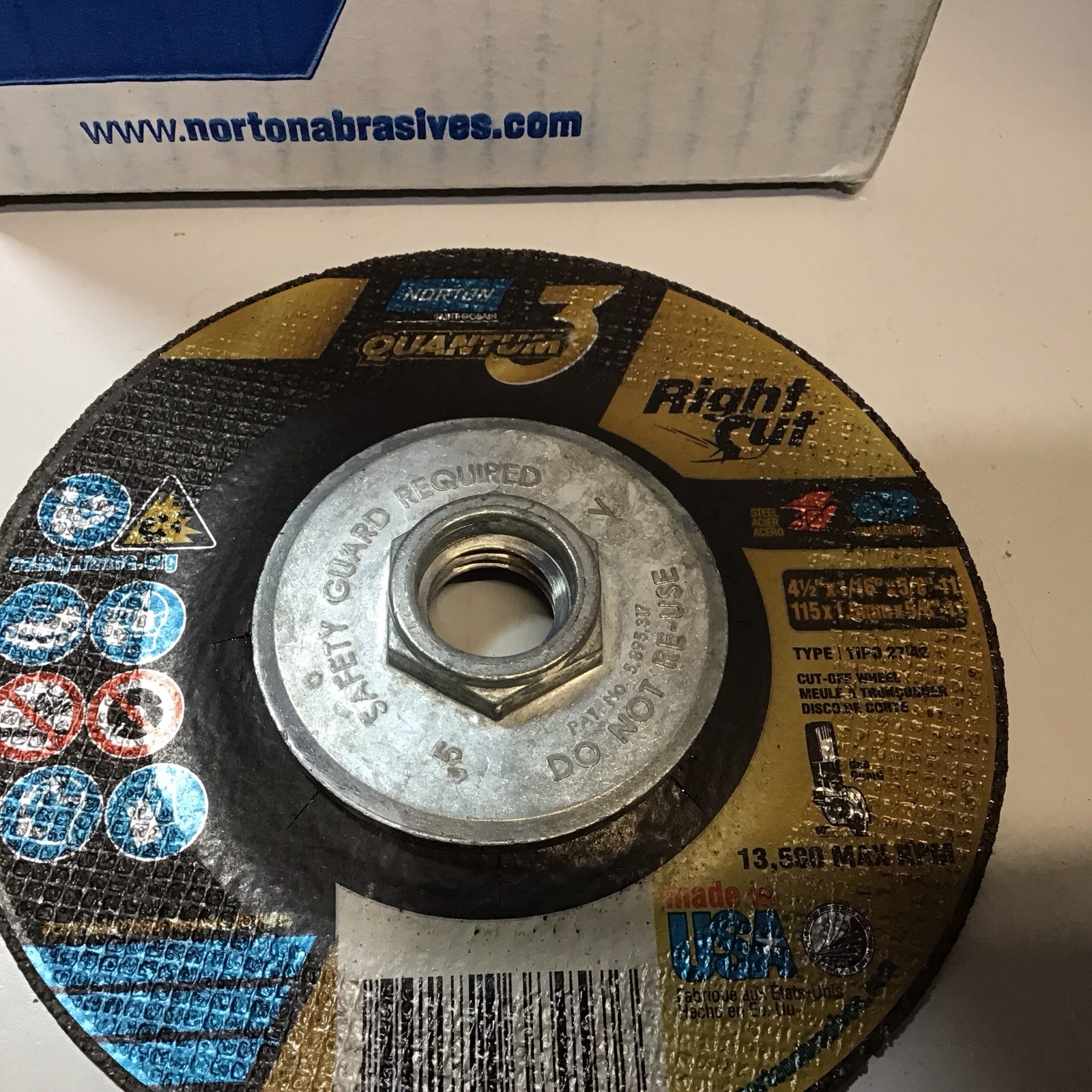 (Lot Of 28) NORTON 66252838457 Cut-Off Wheel,Type27,4 1/2” X 1/16” X 5/8” -11
