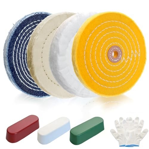 8Pcs 6″ Polishing Buffing Wheel Kit for Bench Grinder – Metal, Wood, Glass & Mor
