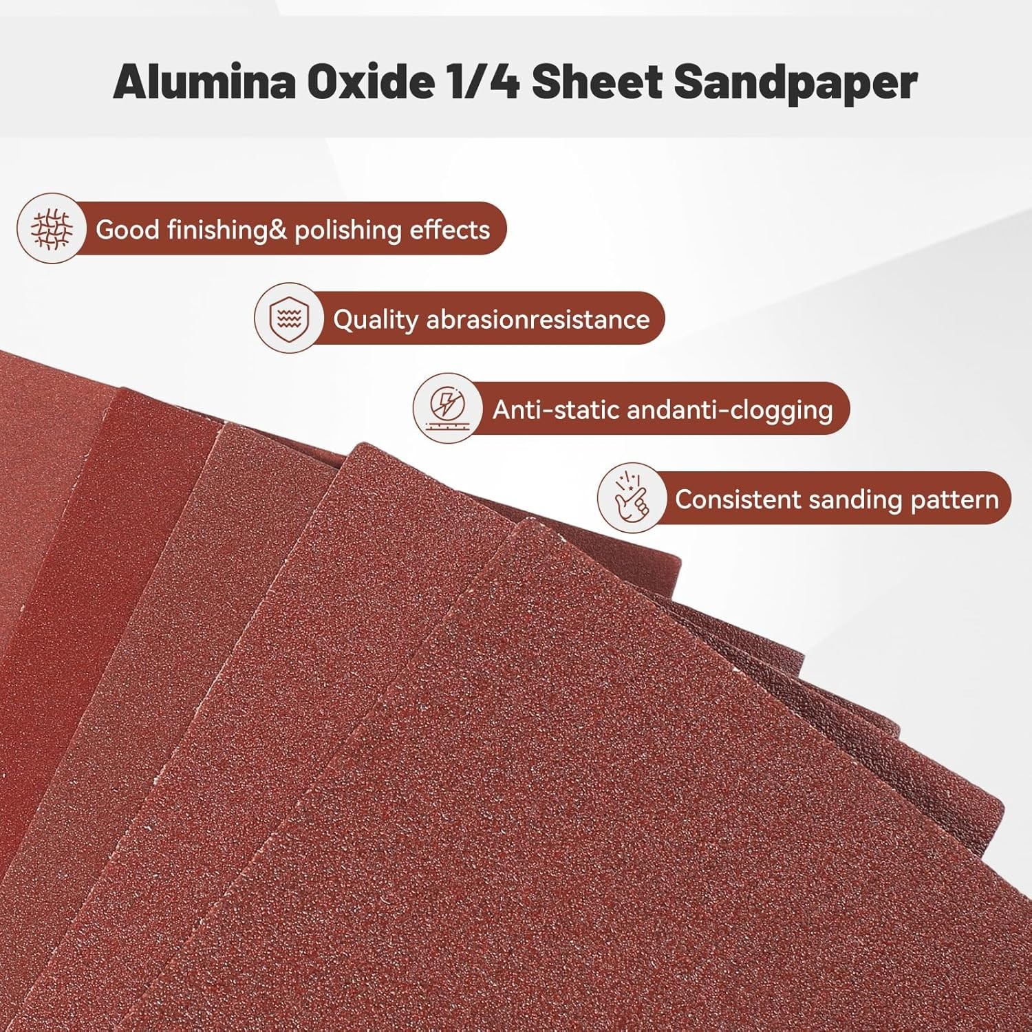 1/4 Sandpaper Sheet,4-1/2″*5-1/2″ Assorted 60-80-120-180-240,50PACK