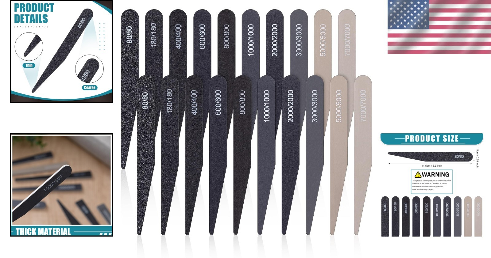 Polishing Sticks Set 20 Pcs for Metal Wood Plastic Models with Grit Ratings