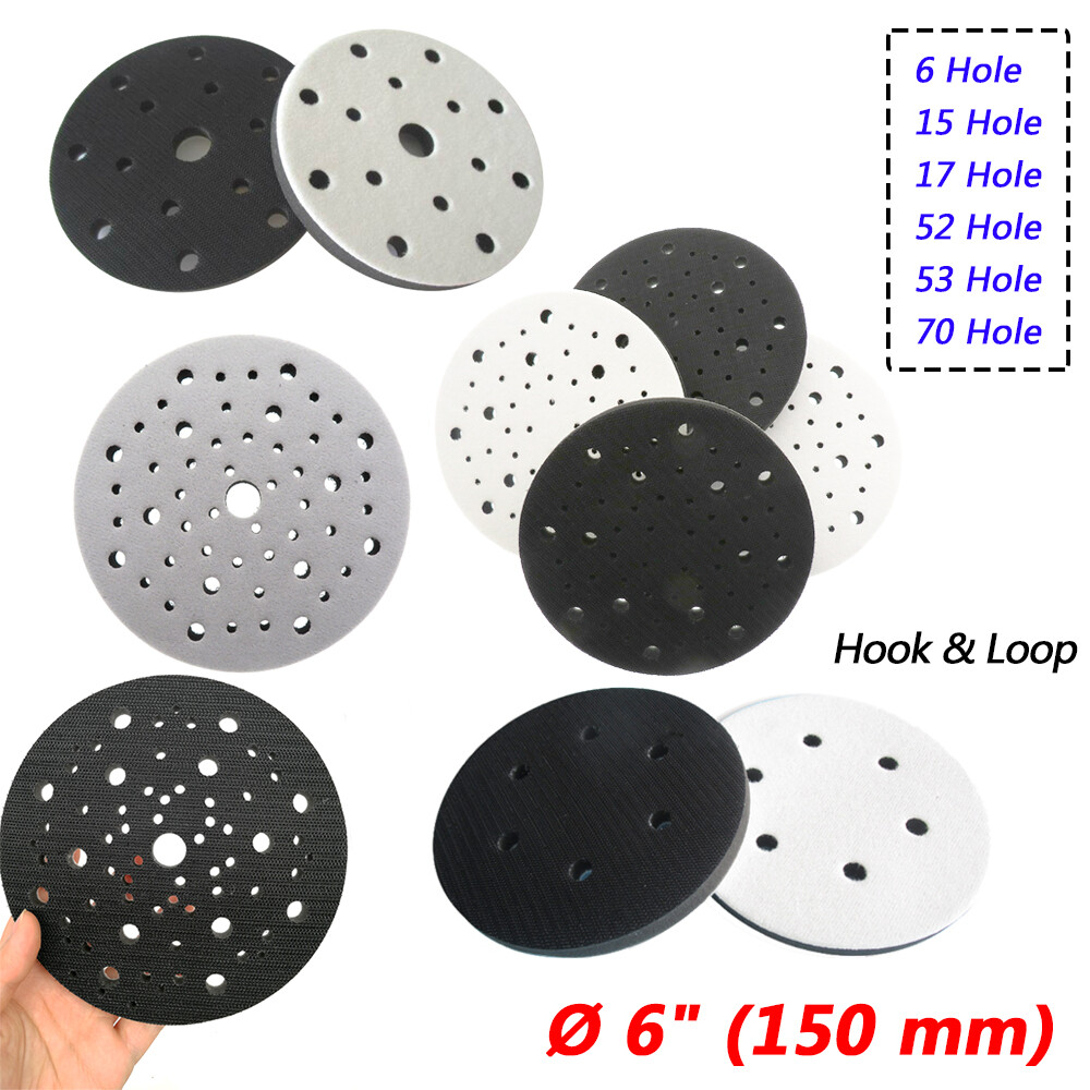 6″ 150mm Interface Pad 6/15/17/52/53/70 Hole Hook and Loop Soft Foam Pad Sander