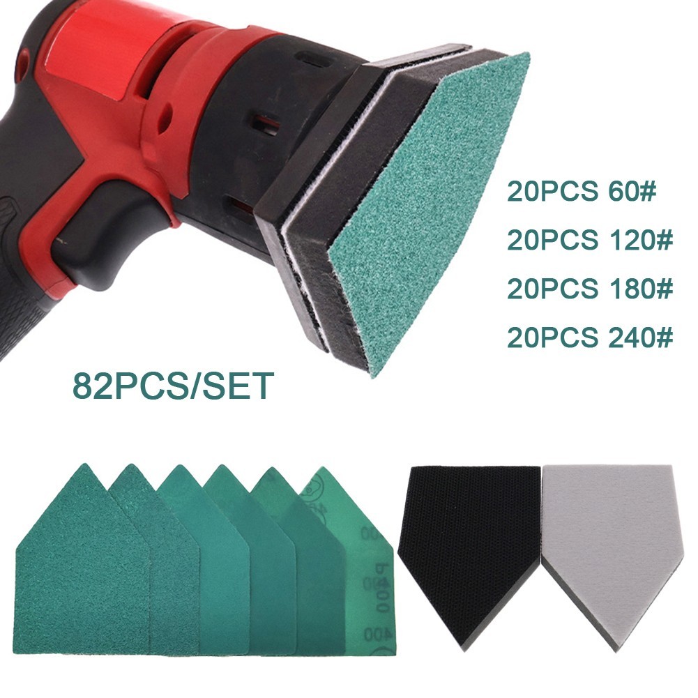 80 Pieces Sandpaper Sheets 65×92 Mm with Polishing Pads for Detail Sanders