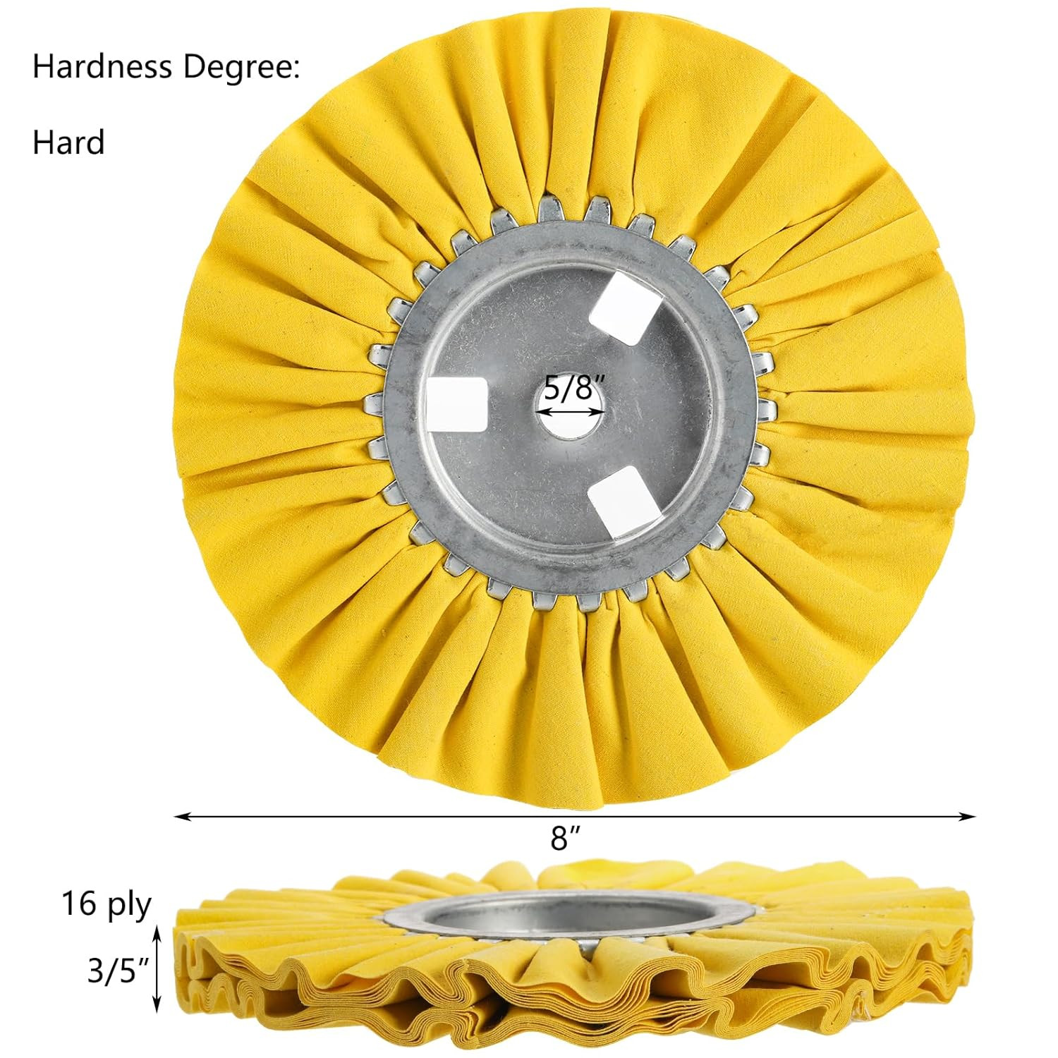 4 Pcs Airway Buffing Wheel, 8″ in Diameter 5/8″ in Arbor Hole 16 Ply for Angle G