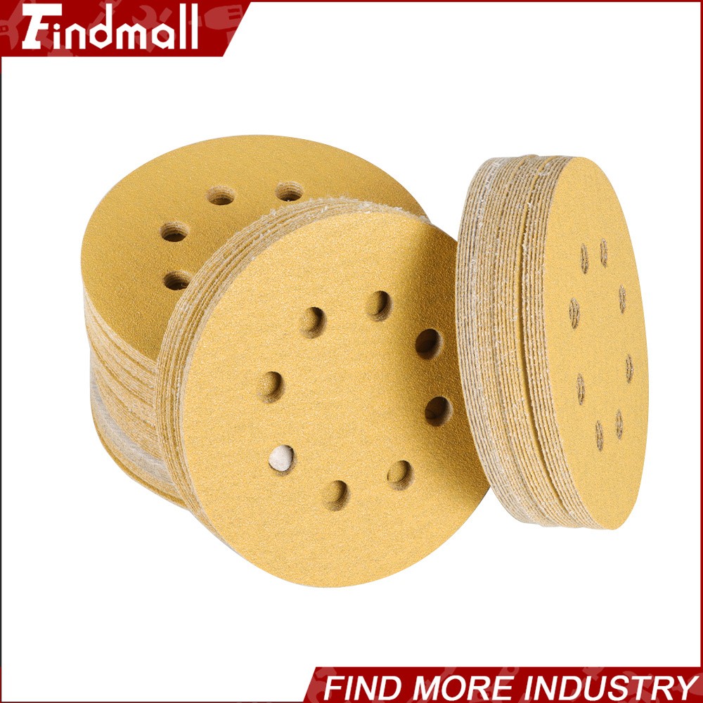 Findmall 100 Pieces 100 Grit 5″ 8-Hole Hook-And-Loop Sanding Disc Sander Paper