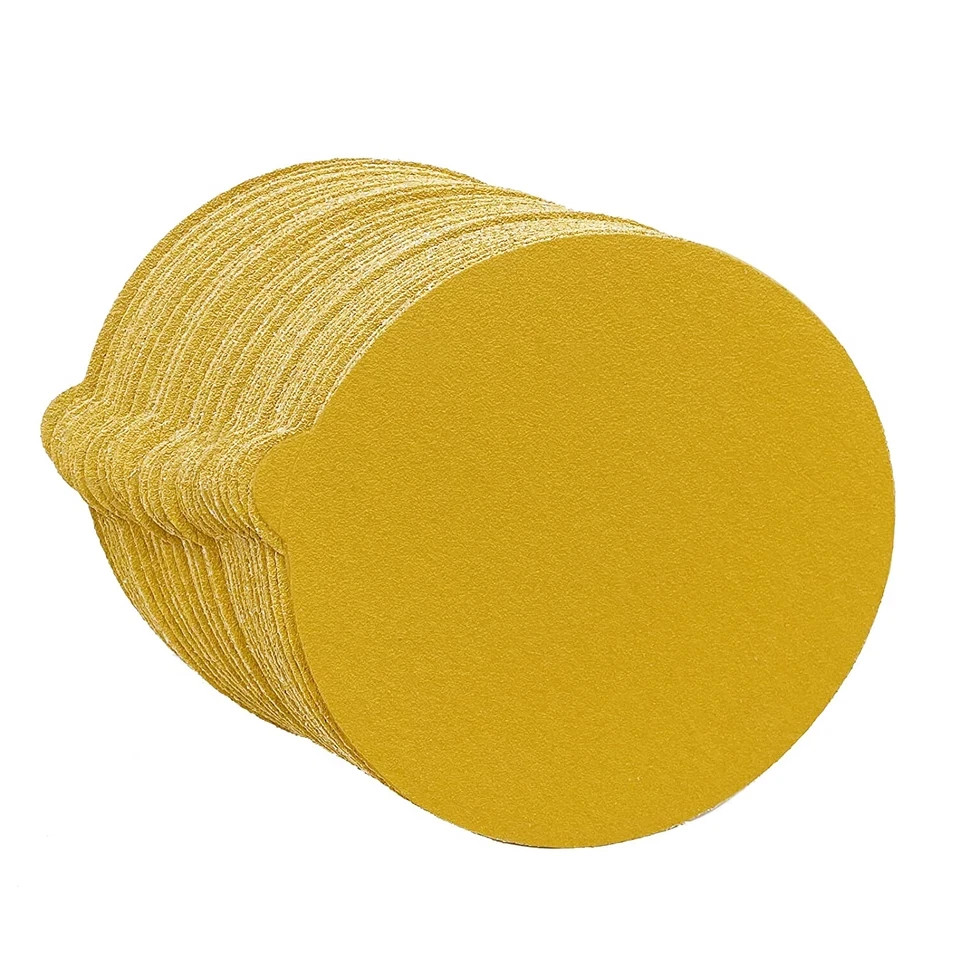 Gold Sandpaper 6 inch PSA Sanding Disc DA Sander 40-800 Grit Adhesive Back