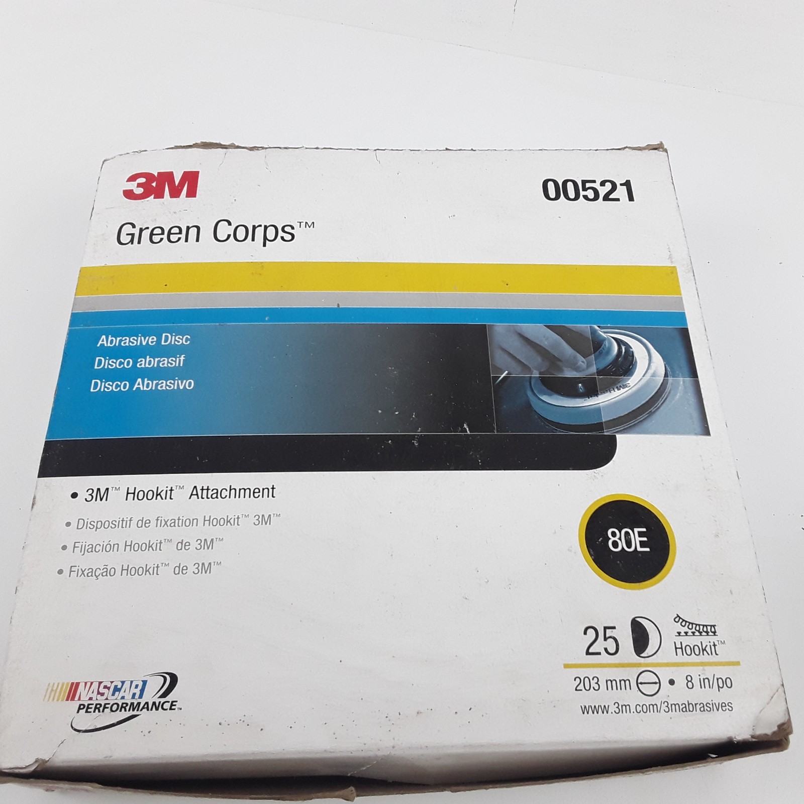 3M 00521 Green Corps Hookit Disc, 8 in 80 25 Discs Per Carton 5 Cartons Per Case