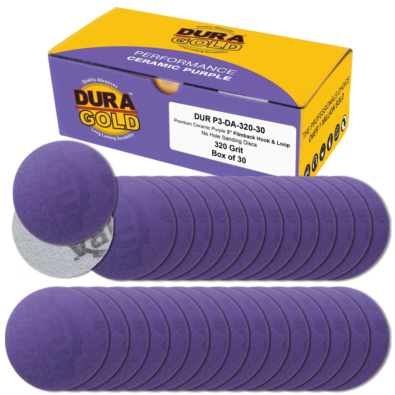 320 Grit 3″ Purple Ceramic Sanding Discs, Box of 30 – Hook & Loop Sandpaper