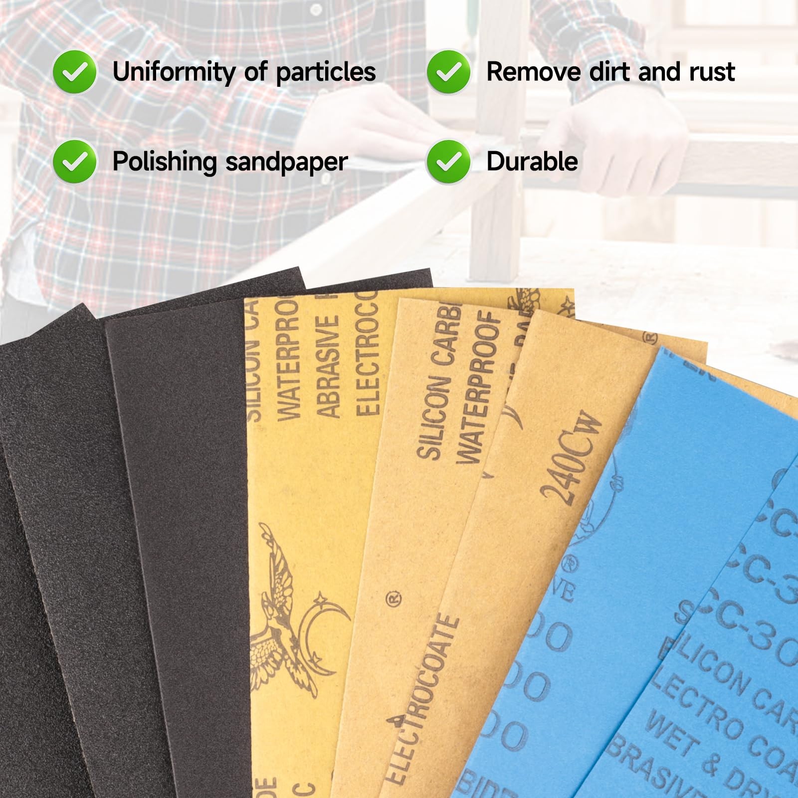 240 Grit Wet Dry Sandpaper Sheets 9×3.6 Inch for Wood Metal Automotive 21 Pack