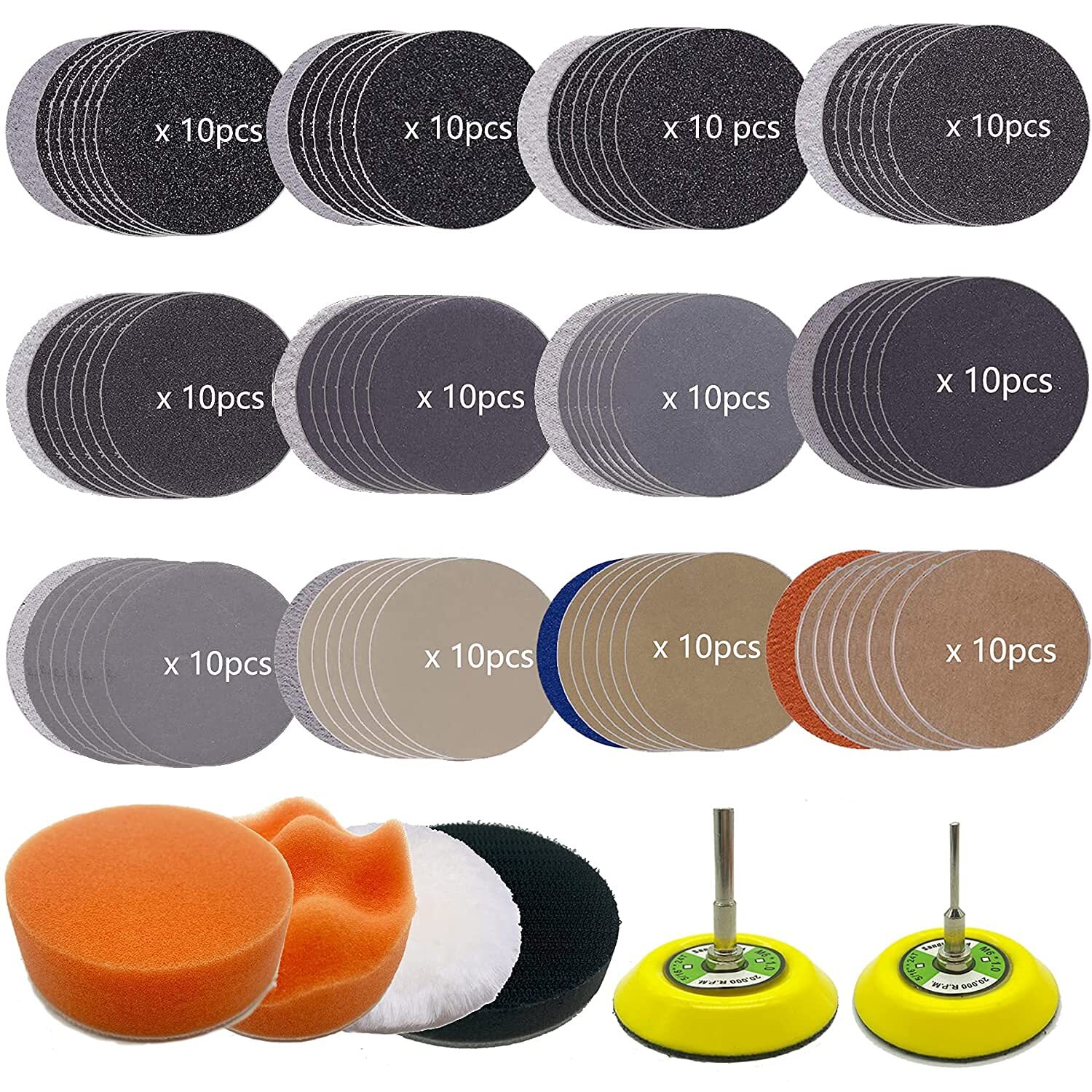 3 Inch Sandpaper Grit 60-10000 Wet Dry Sander Sheets with 1/8″&1/4″Shank Back…