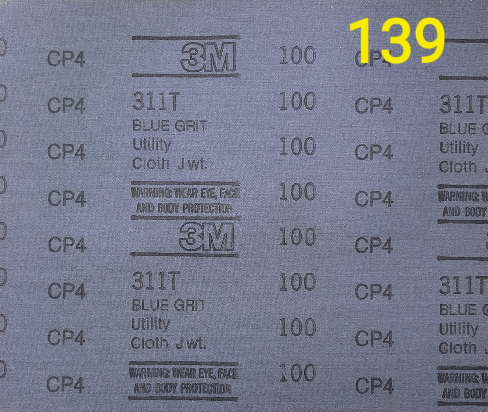 Cloth, abrasive sandpaper 100-J Grit closed coat 9″x11″ set of 11 sheets
