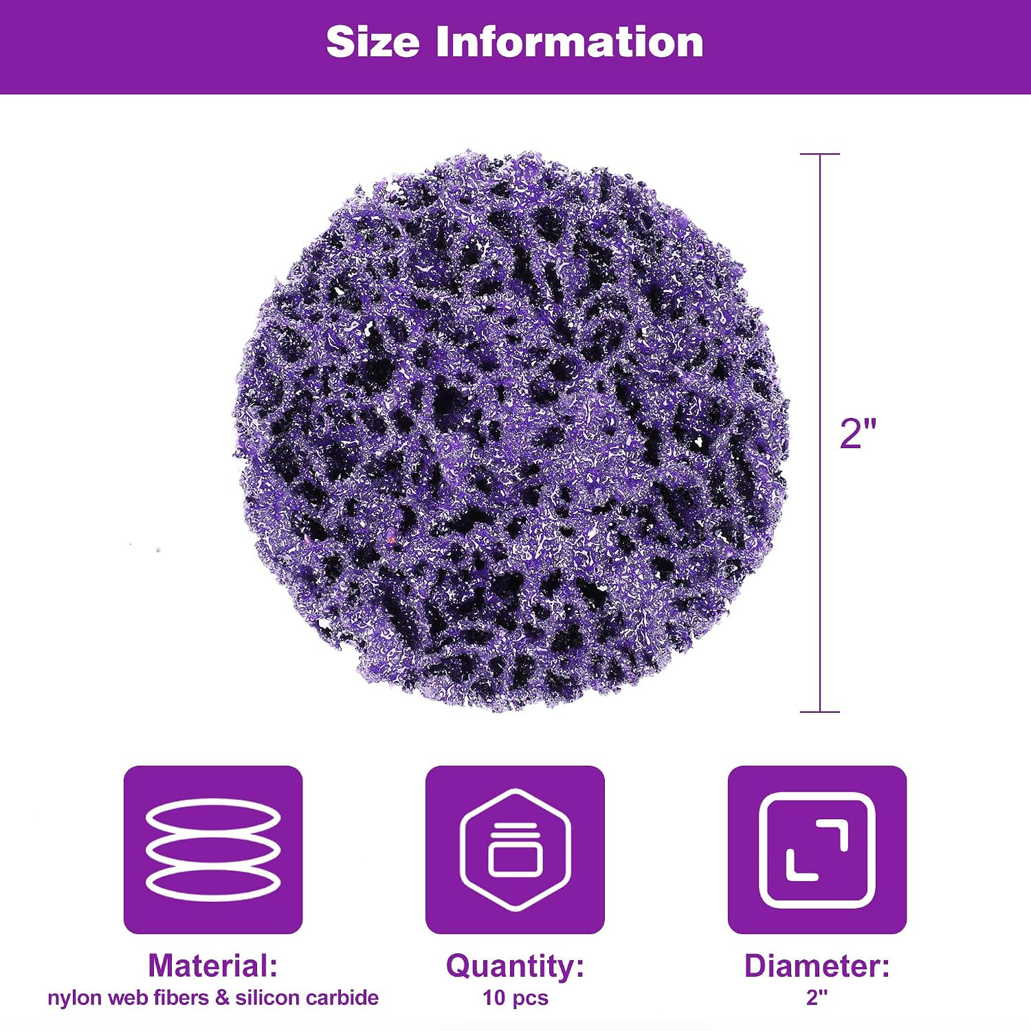 10 PCS 2″ Quick Change Strip Discs, Purple Non Woven Nylon Easy Stripping Discs