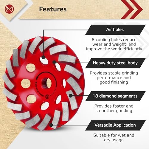 Diamond Grinding Wheel 4 1/2 inch for Angle Grinder, Concrete Grinding Wheel