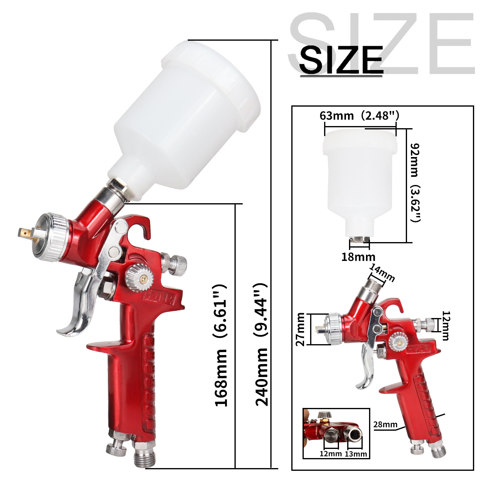 HVLP Mini Gravity Feed Air Nozzle Spray Paint Gun 125ML Cup F Furniture Painting