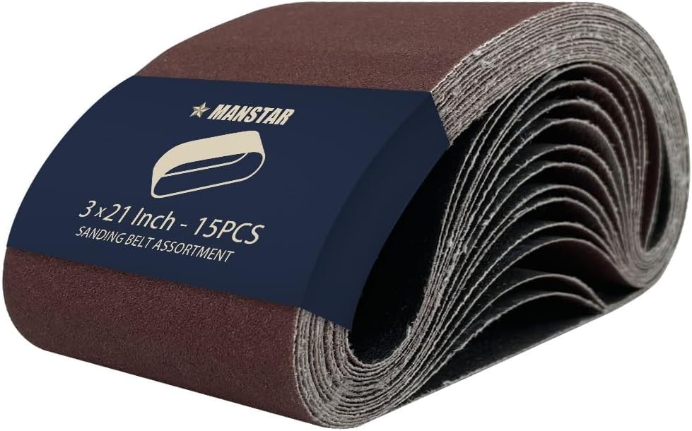 Versatile 15 Pack Aluminum Oxide Sanding Belts (3×21) for Wood & Metal Finishing