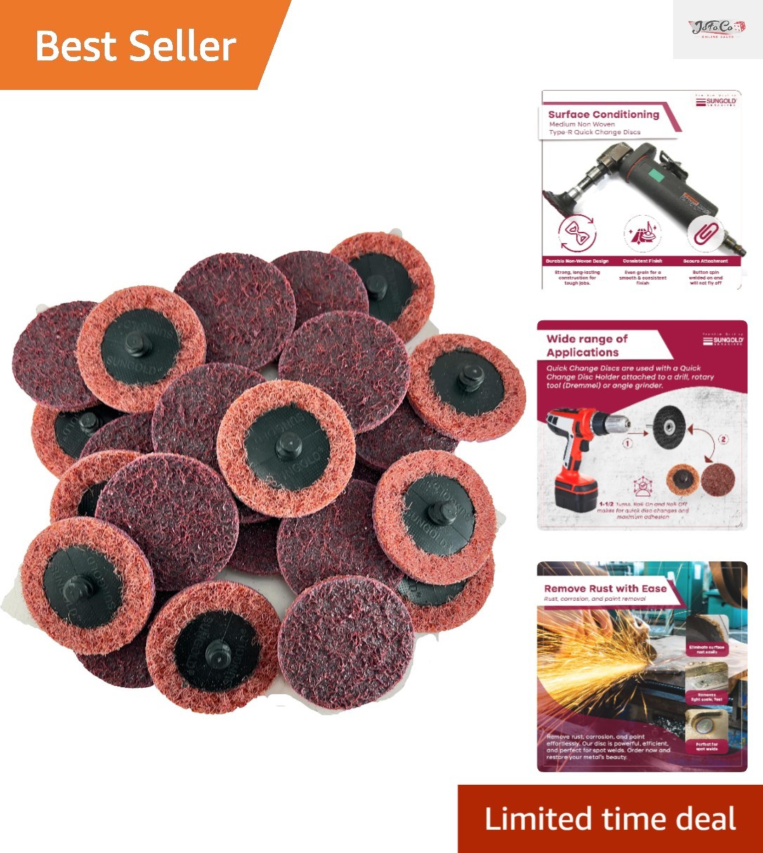 Maroon Surface Conditioning Discs 3-Inch – 25 Count Quick Change for Metalwork