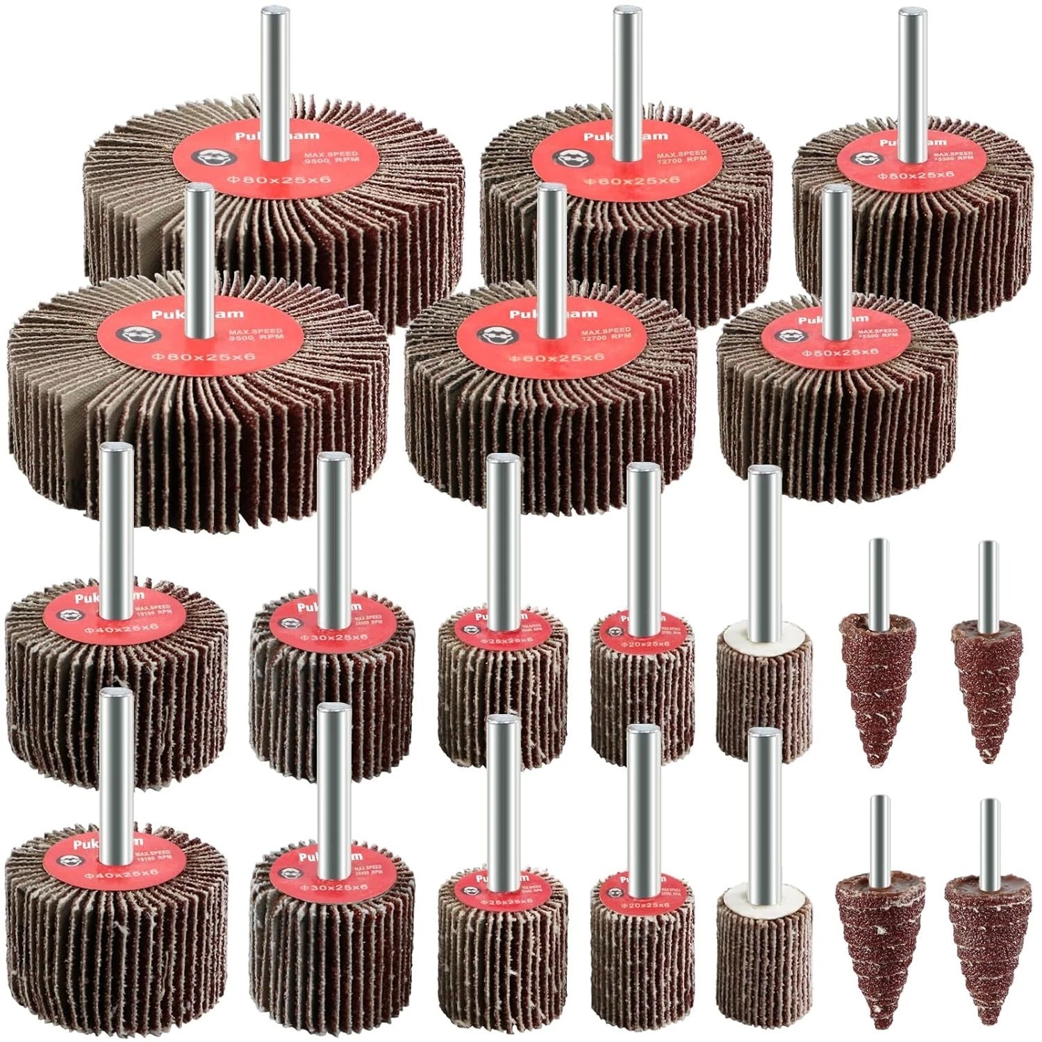 20 Pcs Flap Wheel Sander Set 80 Grit Sanding Wheel for Drill 1/4″ Shank for Meta