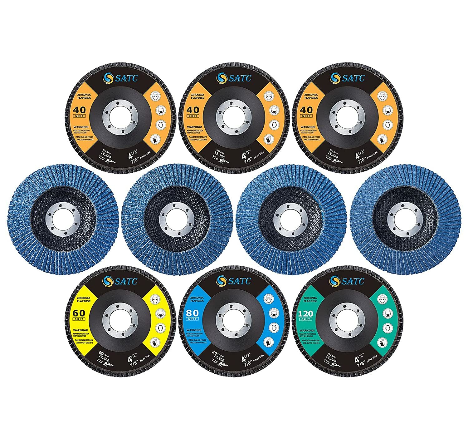 10PCS Zirconia Flap Sanding Disc 4-1/2 in Angle Grinder Wheel 40 60 80 120 Grit