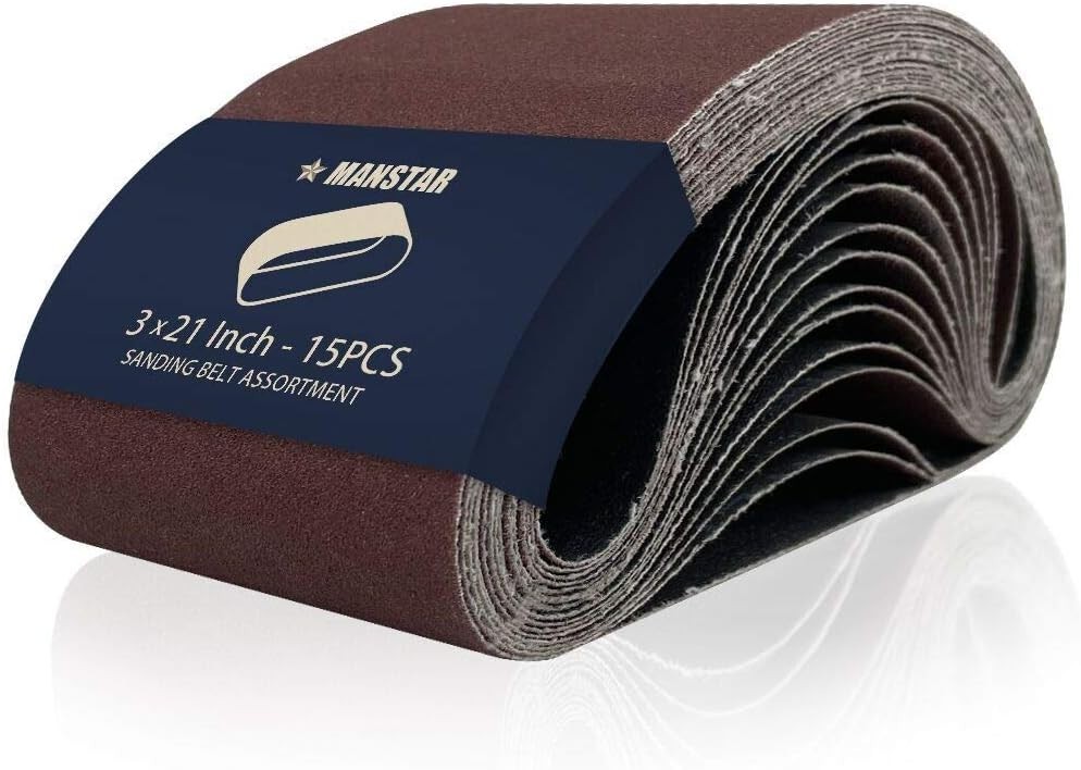 Versatile 15 Pack Aluminum Oxide Sanding Belts (3×21) for Wood & Metal Finishing