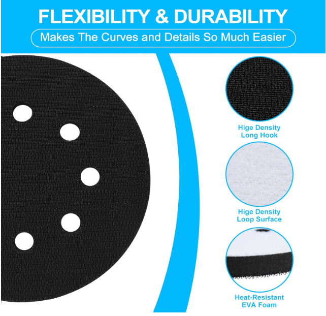 5 Inch 8 Holes Soft Interface Pads Hook +Loop Sponge Cushion Buffer Backing Pad