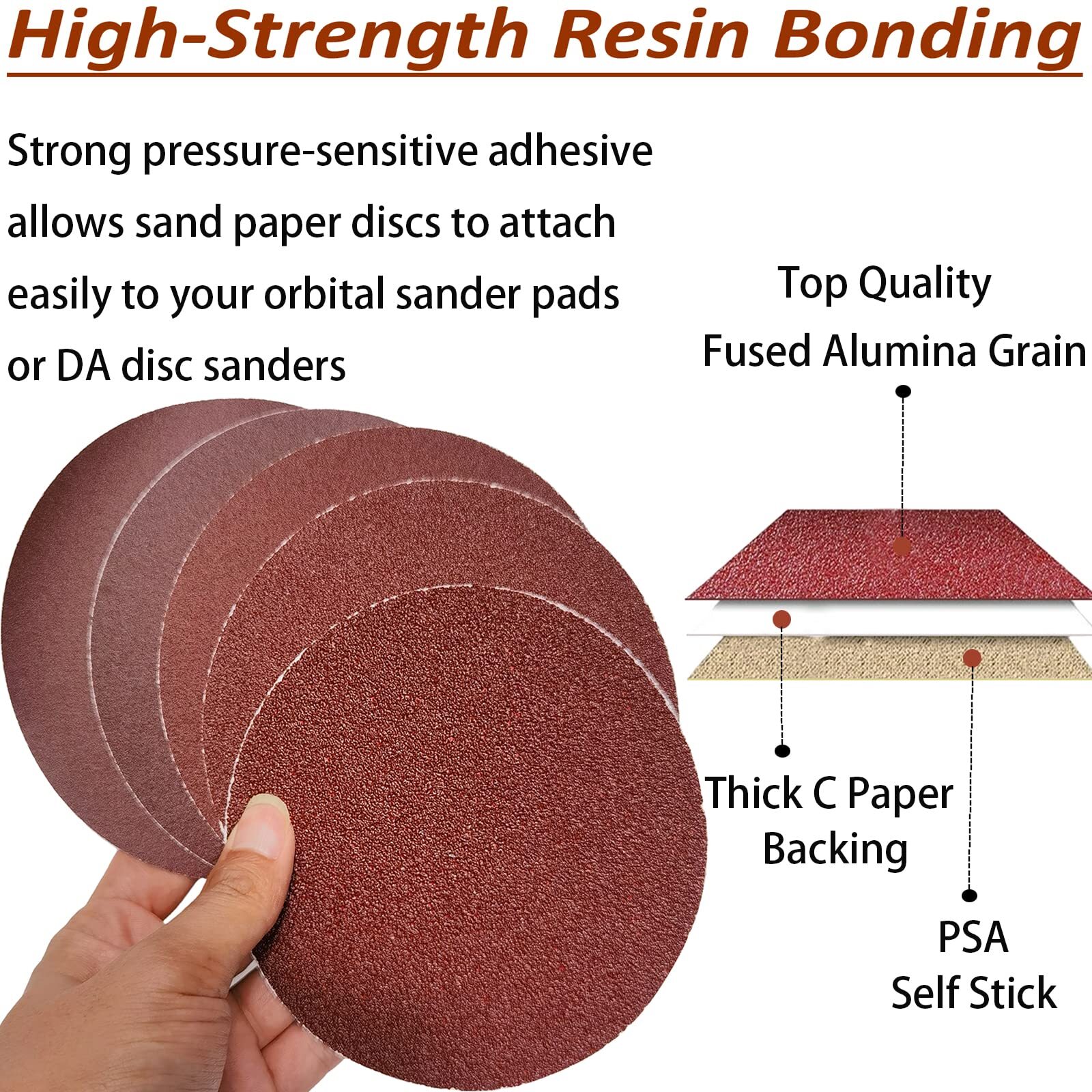 60 Pcs 6inch Nohole Psa Aluminum Oxide Self Stick Sanding Disc Of 80 120 180…