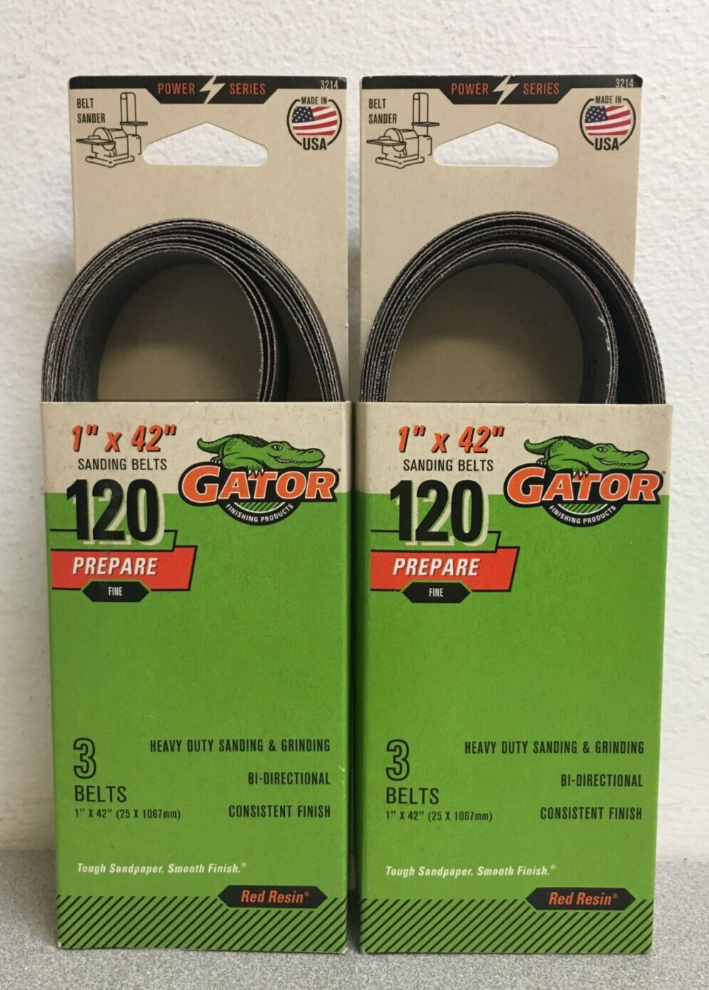 Gator 3214 1 in. X 42 in. 120 Grit Fine Sanding Belts 2 Pks of 3 Pc.