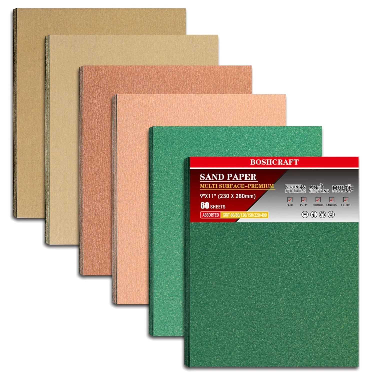 Professional Sanding Sheets – 60 Pcs – Aluminum Oxide Grits