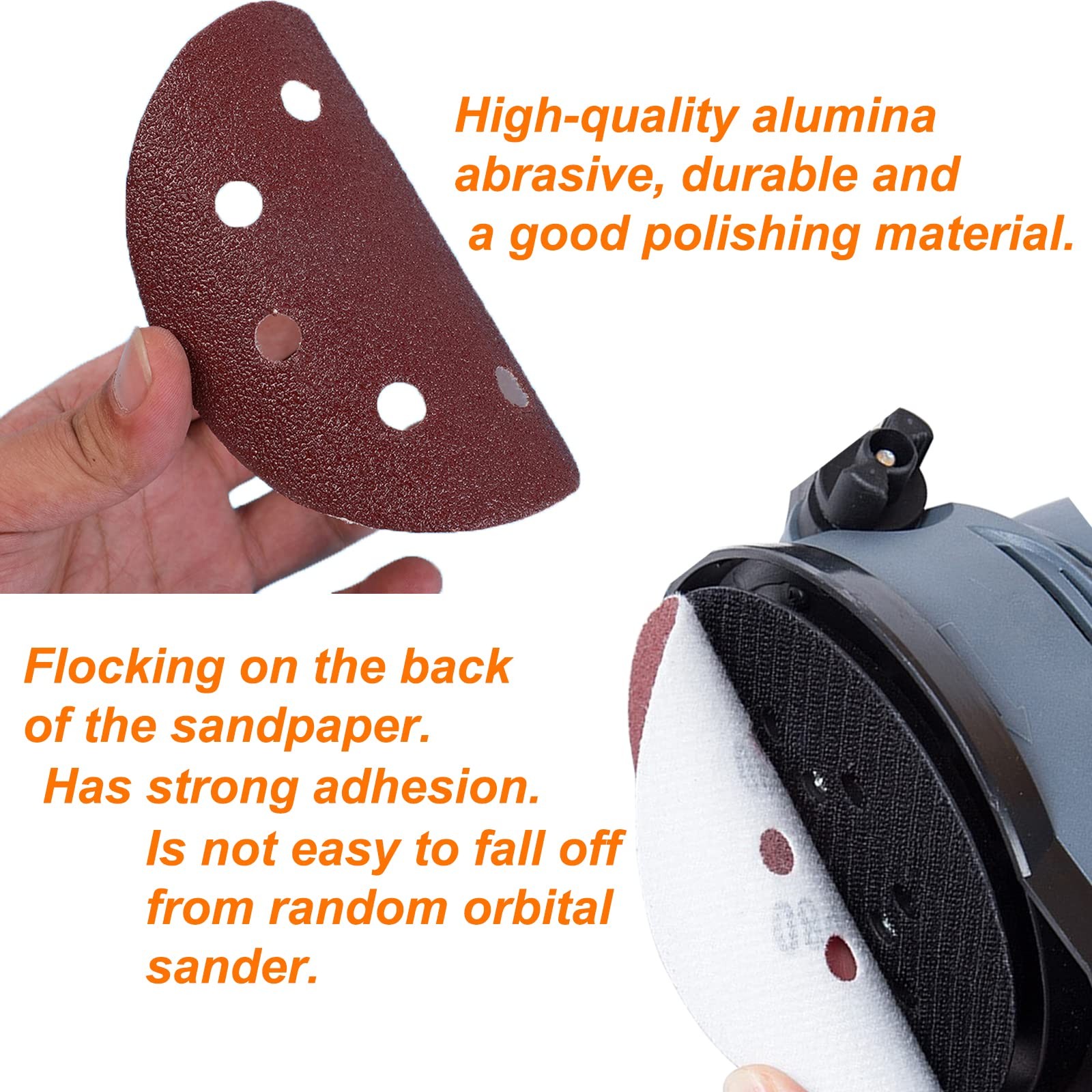 50Pcs 125mm 8 Holes Sanding Discs Pads Sanding Sheets, 5 Inch 40 Grits Hook a…