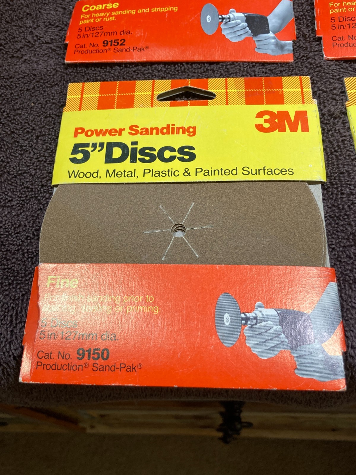 Lot Of 11 NOS 3M/Carborundum 5 in Sanding Disks Coarse/Fine/Med Grit