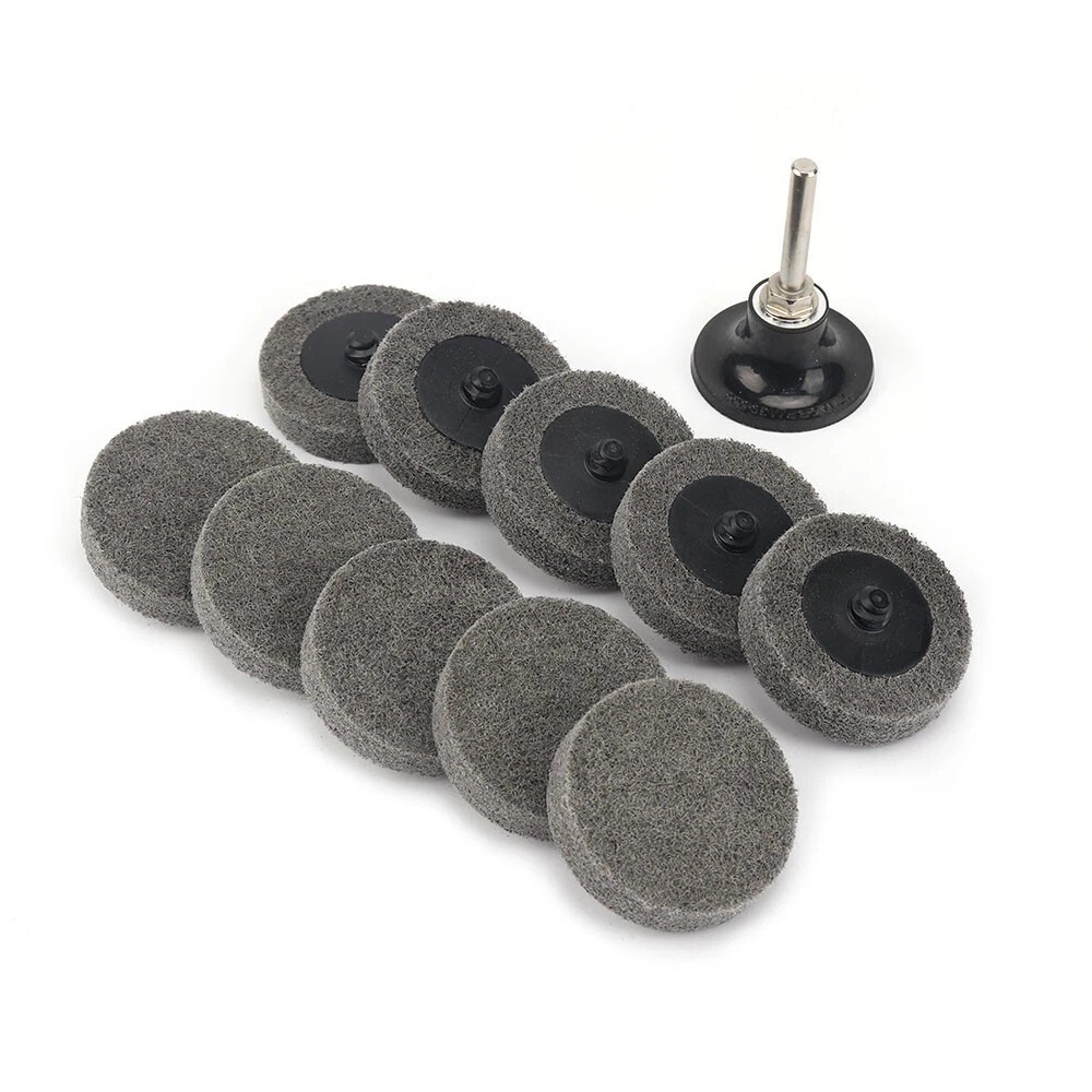 2″ 50mm R Lock Grey Fiber Polishing Wheel Discs Roll Buffing Pads 9P 1/4″ Shank