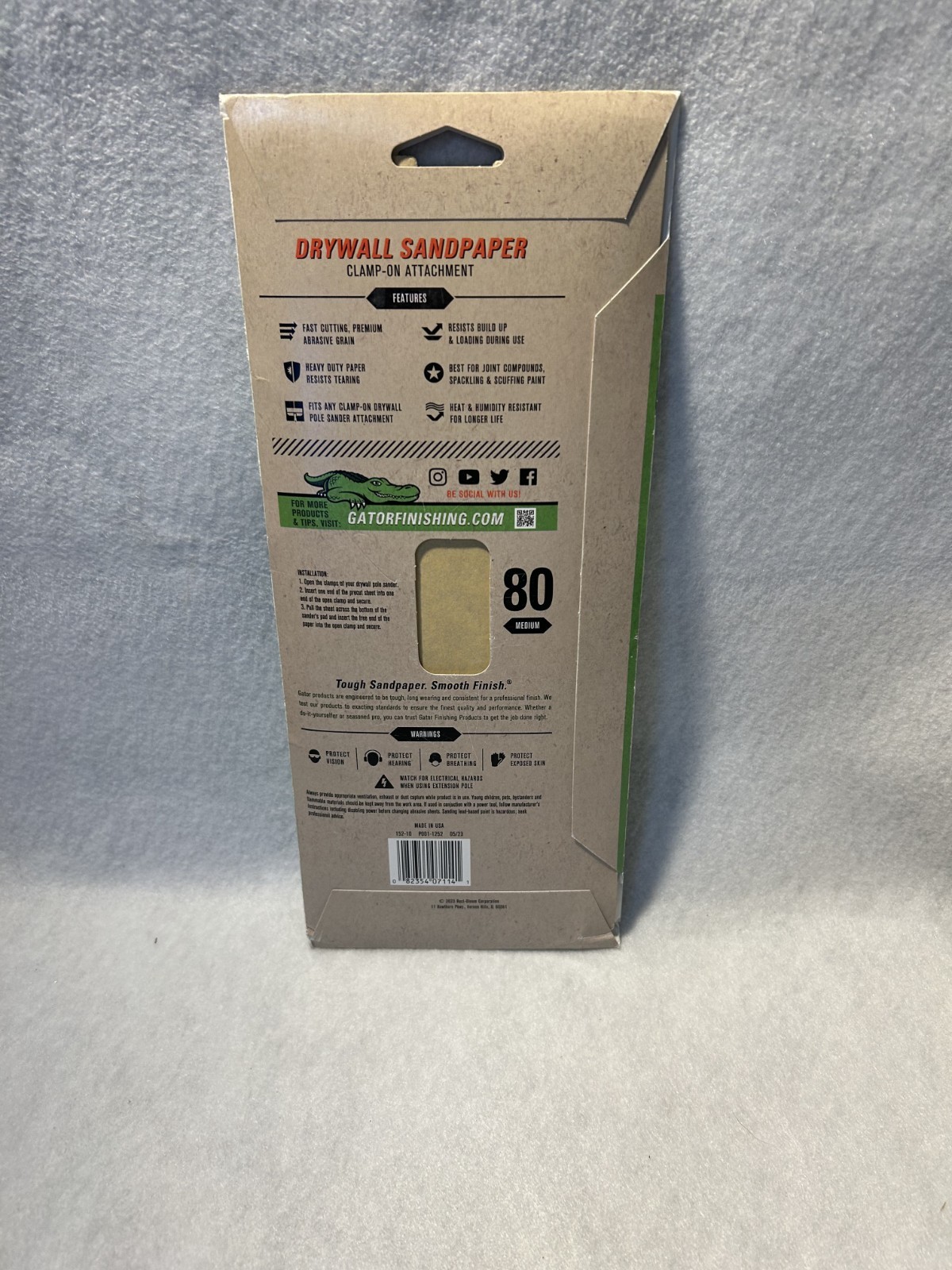 Gator Precut Drywall Coarse 80 Grit 10 Sheets Clamp-On Sandpaper 4.25″ x 11.25″