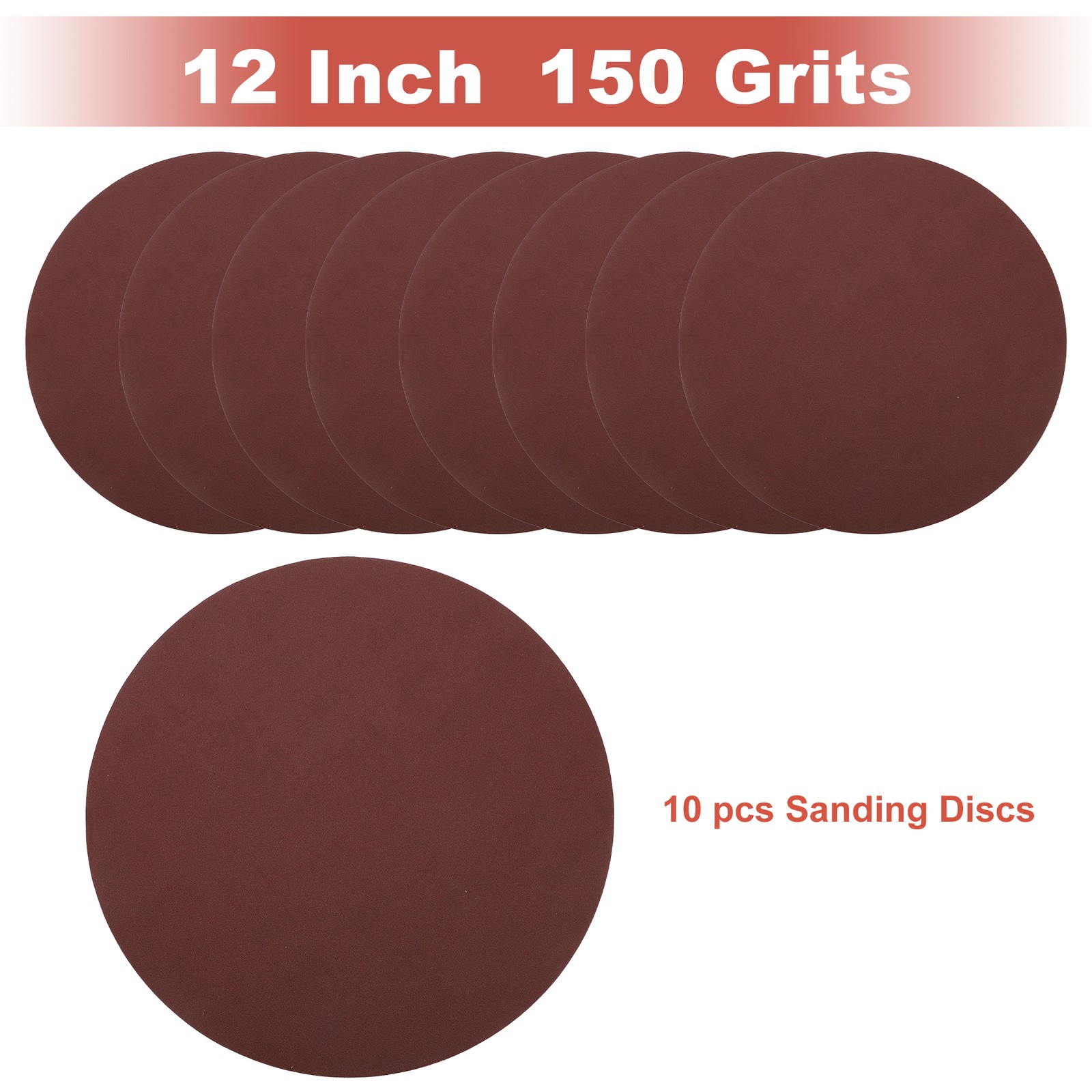 12 Inch Sanding Discs Round Hook and Loop Sandpaper 150 Grits – 10 PCS