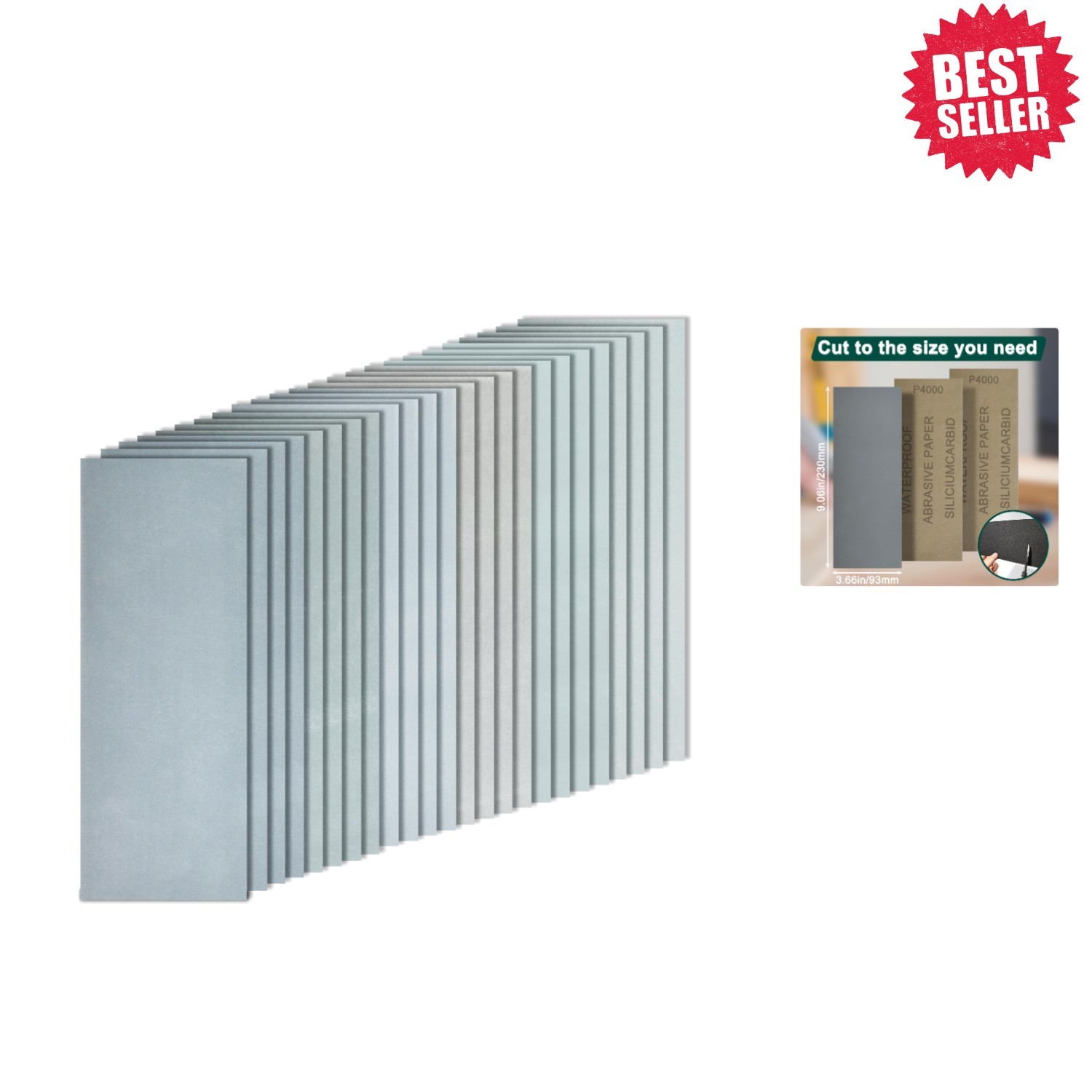 Durable Silicon Carbide Sandpaper Sheets 4000 Grit – 20PC Set, 9 x 3.6 Inch