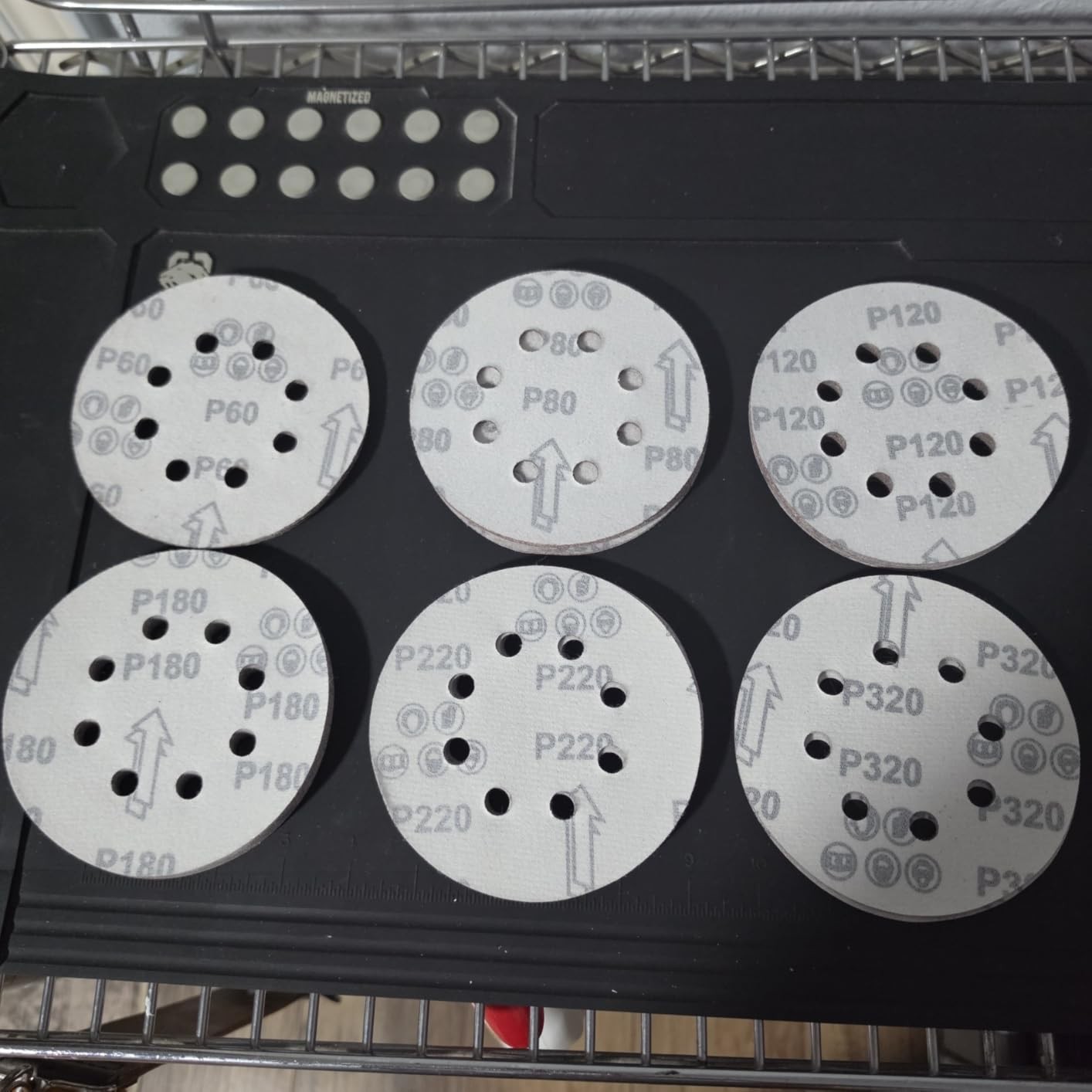 50Pcs 5 Inch 8-Hole Hook and Loop Sanding Discs 6 Mixed Grits Round Sandpaper