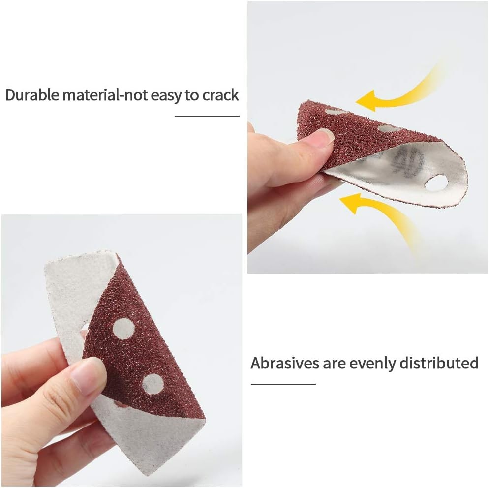 50 Pcs Triangle Sanding Pads Hook and Loop 40 Grit Oscillating Sanding Pad 90mm