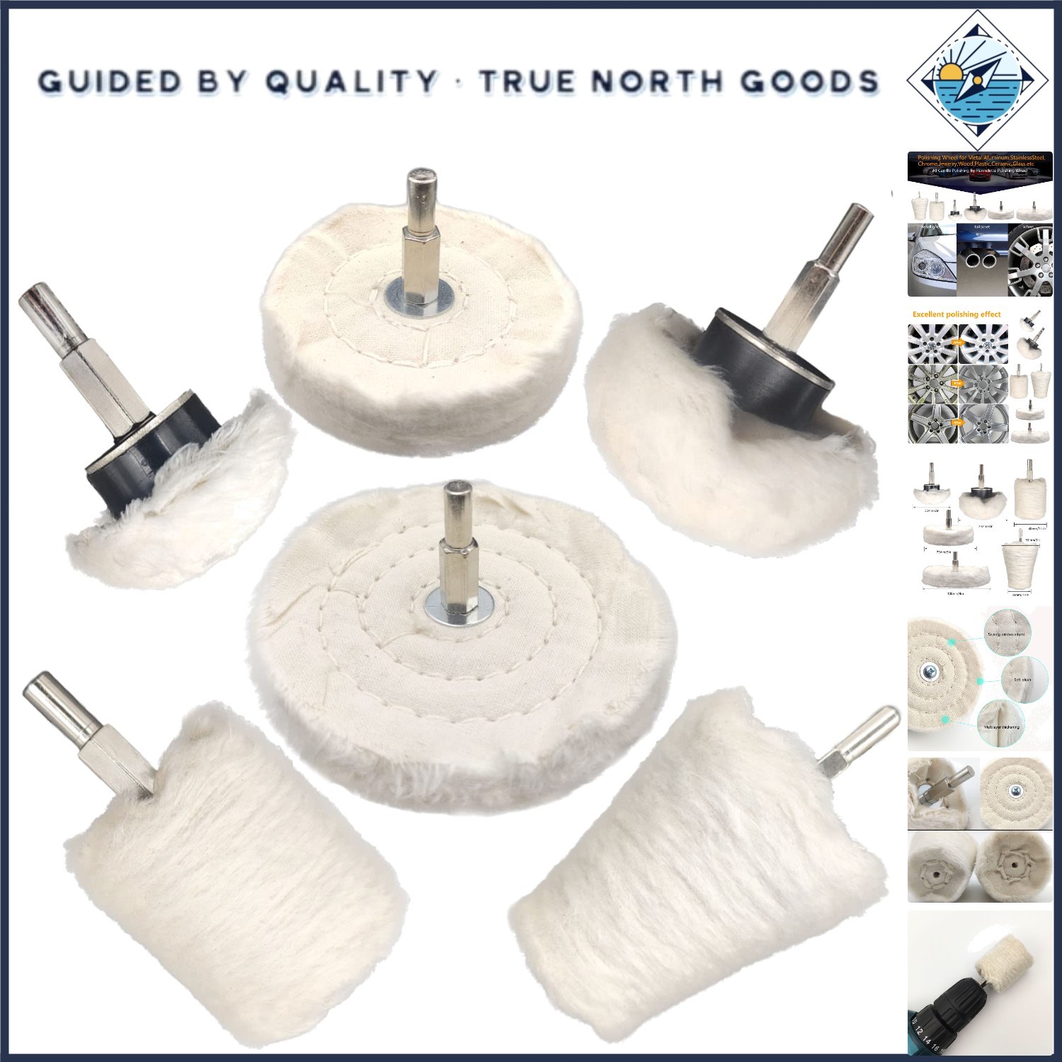 Professional Polishing Wheel Kit – 6 Cotton Buffing Tools for Electric Drills