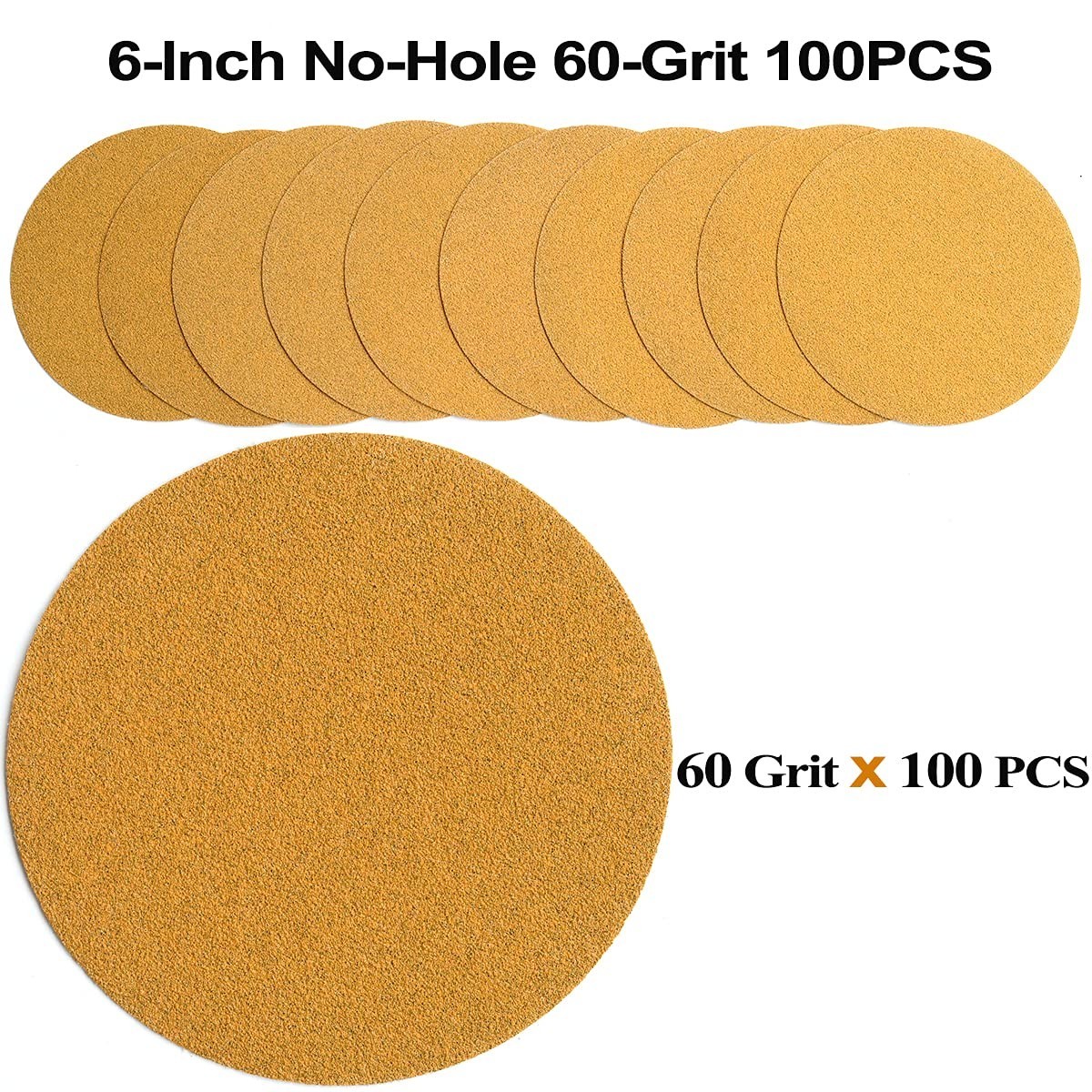 Durable 60-Grit Aluminum Oxide Sanding Discs – 100-Piece Set for Versatile Use