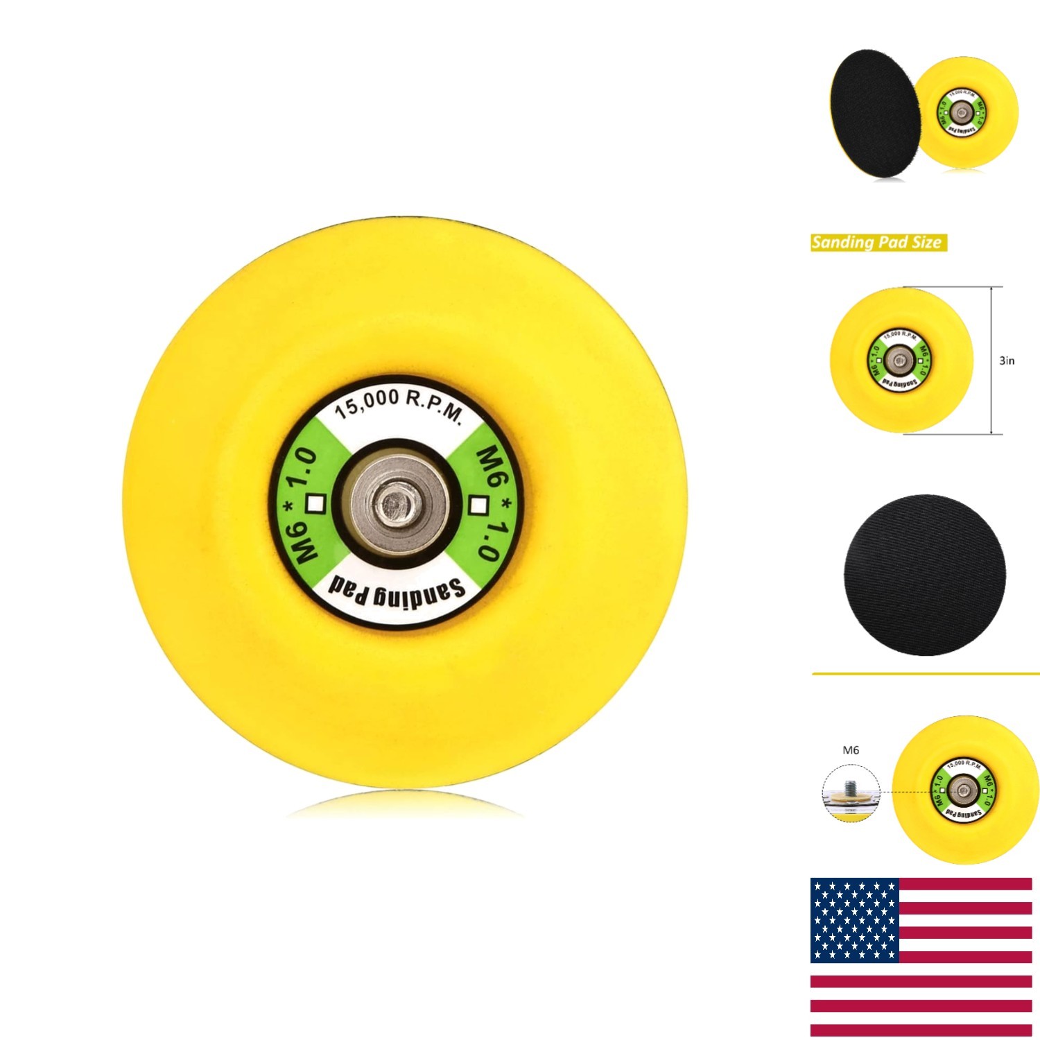 Versatile 3-Inch Sanding Back Pad with M6 Thread for Smooth Polishing & Grinding