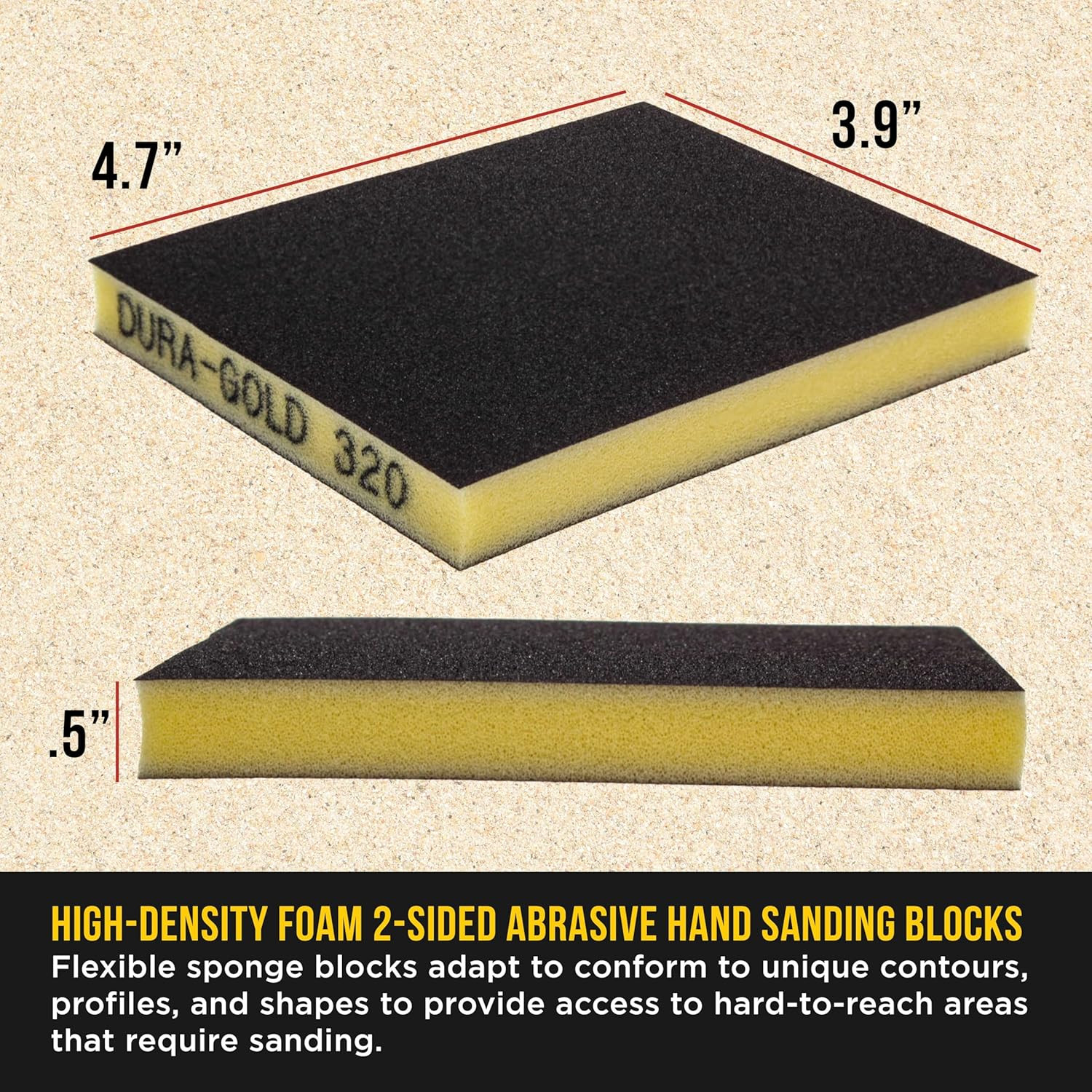 Dura-Gold Double-Sided Sanding Sponge Grit Variety Pack, Box of 20, Grits 80, 12