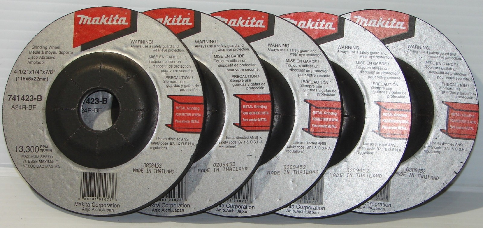 Makita D-20781-5 4-1/2″ x 1/4″ x 7/8″ Metal Grinding Wheel 5 Pack NEW 741423-B